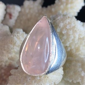 Elegant Rose Quartz Handcrafted 925 teardrop Ring